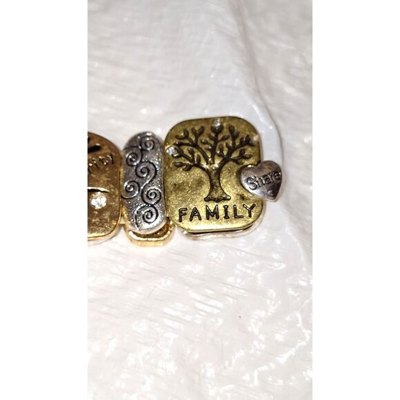 A Family Stretchy Panel Bracelet Multi-Tone Rhinestone Inspirational Gift - Picture 2 of 8